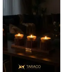 جاشمعی دست ساز حصیری سه تایی تاراکو